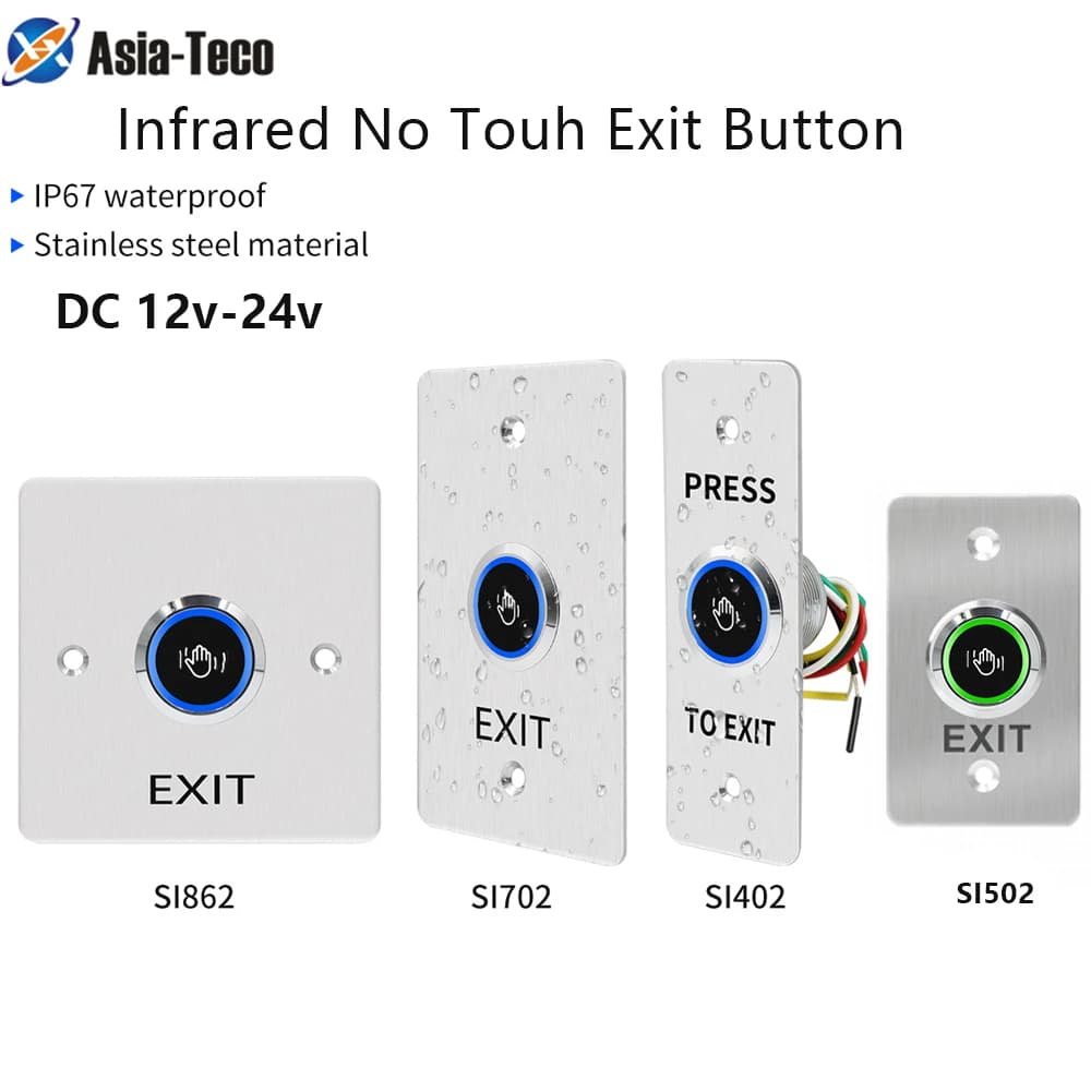 Infrared No Touch Exit Switch Induction Type Release Exit Button Switch Sensor Access Control DC12V-24V With LED Waterproof