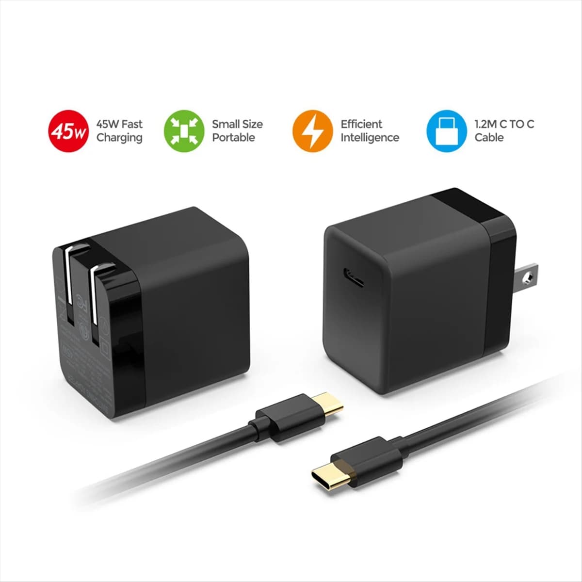 ABNJ PD 45W USB Charger C Quick Charging Adapter Type C Cable for Switch 2 Switch/OLED/Lite US Plug