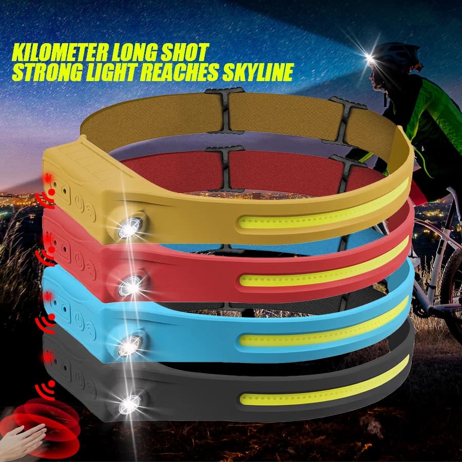 Rechargeable Headlight Motion Sensor Hand-Free LED Light 350 lumen IP65 5 Mode Flashlight, Outdoor Bike Fishing