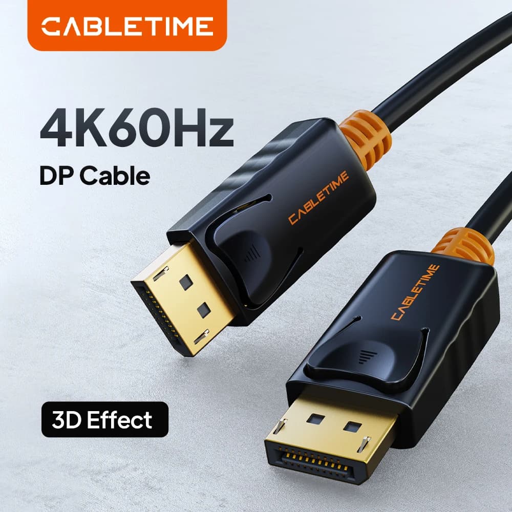 Cavo DisplayPort CABLETIME 4K 60Hz, da DP a DP, Cavo per Display ad Alta Definizione per HDTV, Proiettore, PC, Trasmissione Video Durevole DP