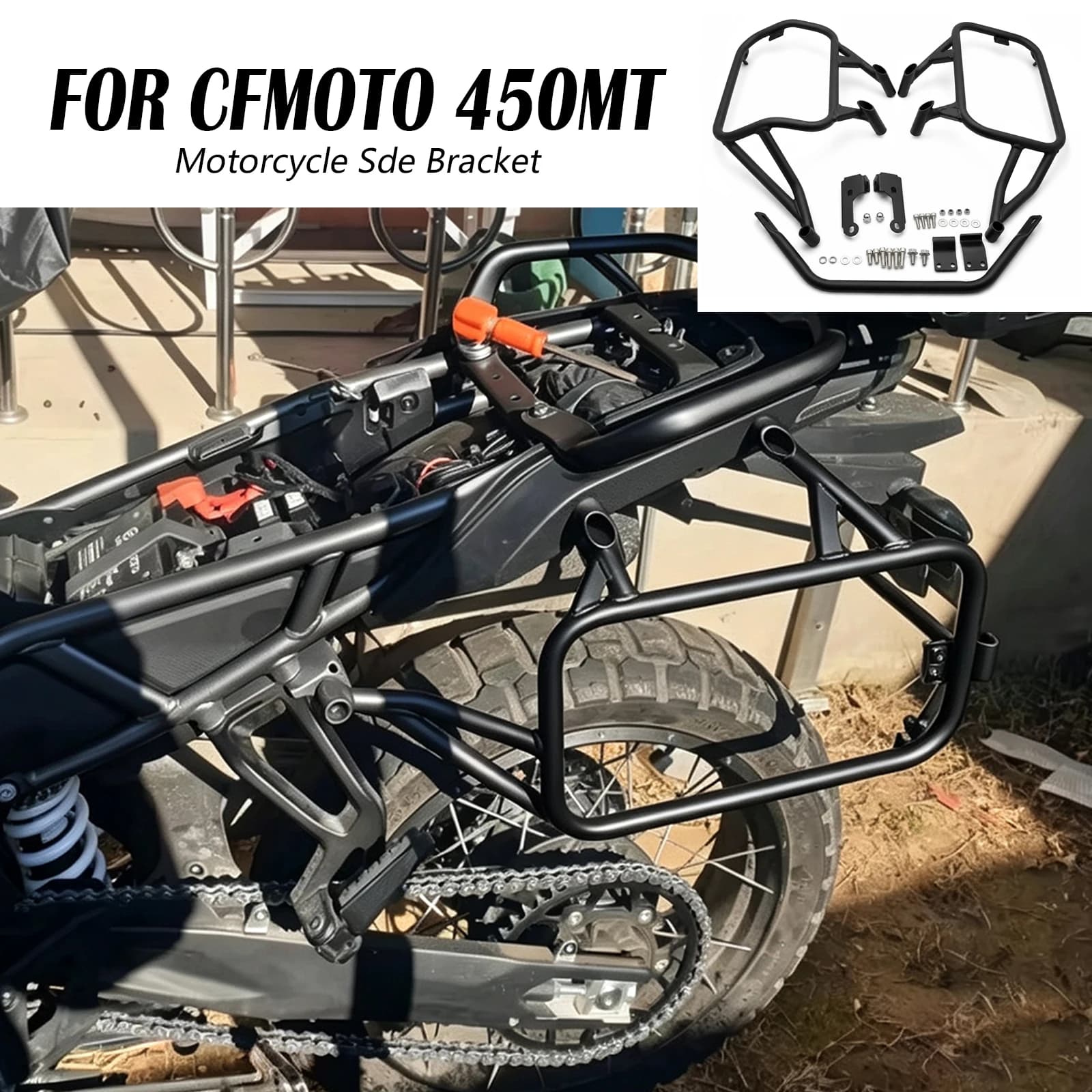 For CFMOTO 450MT 2026 2025 450 MT 2024 Motorcycle Rear Cargo Rack Tail Luggage Carrier Trunk Mounting Hoop Support Accessories