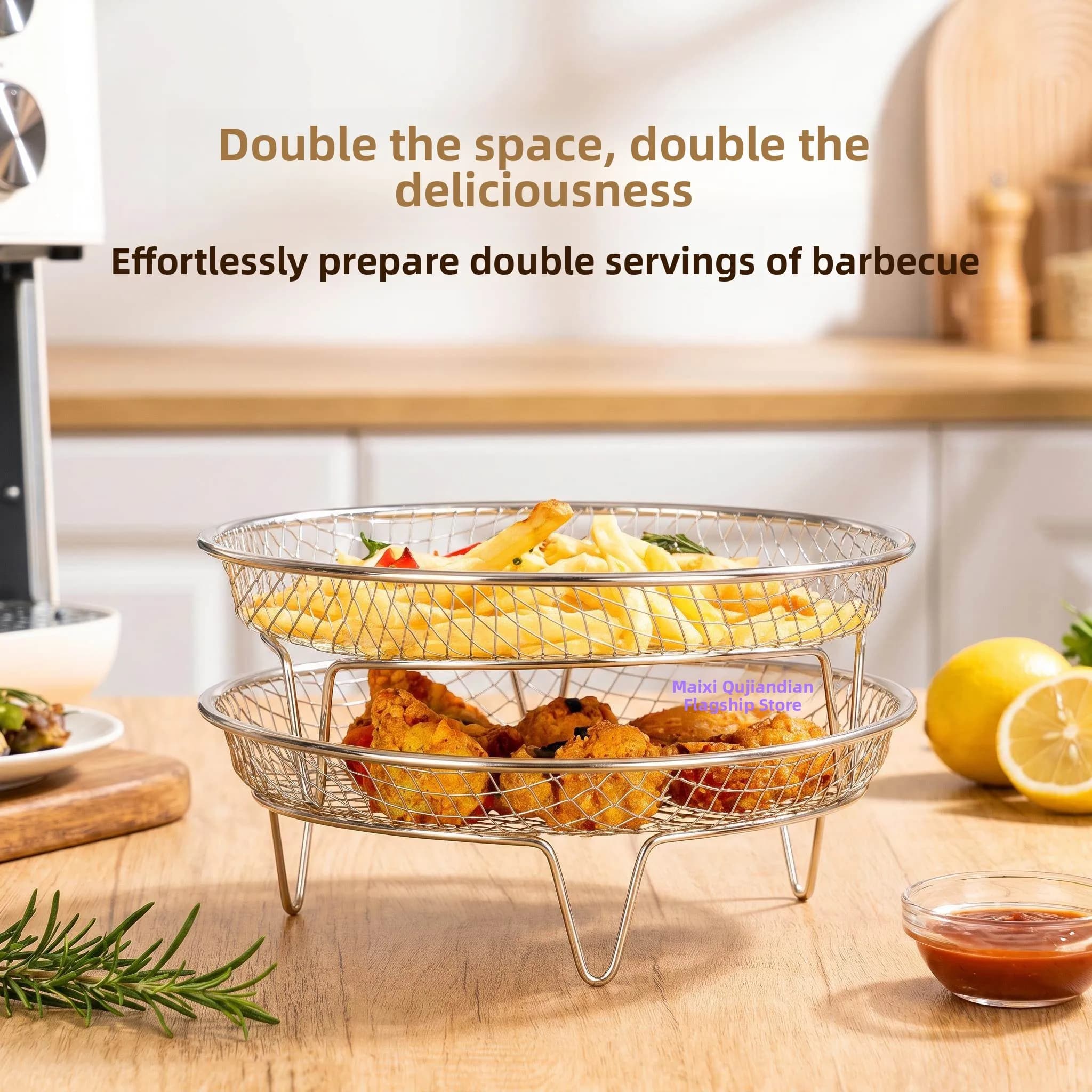 Stainless Steel Air Fryer BBQ Grill Home Kitchen Grid Special New 2026 Baking Utensils Barbecue Skewer Rack Cooking Tool