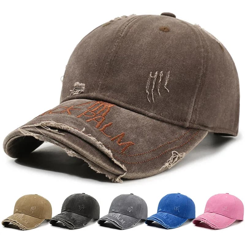 Personalized Ripped Distressed Baseball Cap Simple Letter Design Hat Fashion Outdoor Casual Breathable Cap For Men Women