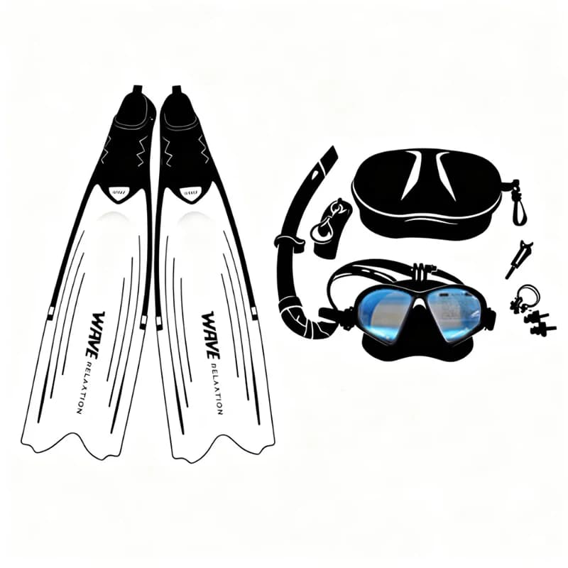Set di Pinne Lunghe Professionali per Apnea, Antiscivolo in PP+TPR, per Pesca Subacquea, Immersioni e Sport Acquatici