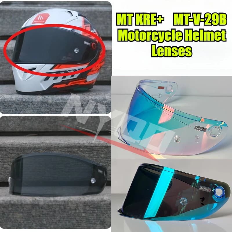 Visiera per Casco Moto MT-V-29B per MT KRE+ Protezione Solare Lente Antiappannamento Accessori di Ricambio per Casco Moto