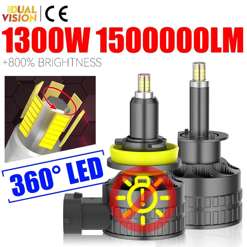 Mini H7 H11 H8 LED CANBUS 360 3D CSP Per Lente Del Proiettore Faro Dell'automobile HB3 9005 HB4 9006 Hir2 9012 H9 2x Fendinebbia 1300W 1500000 LM