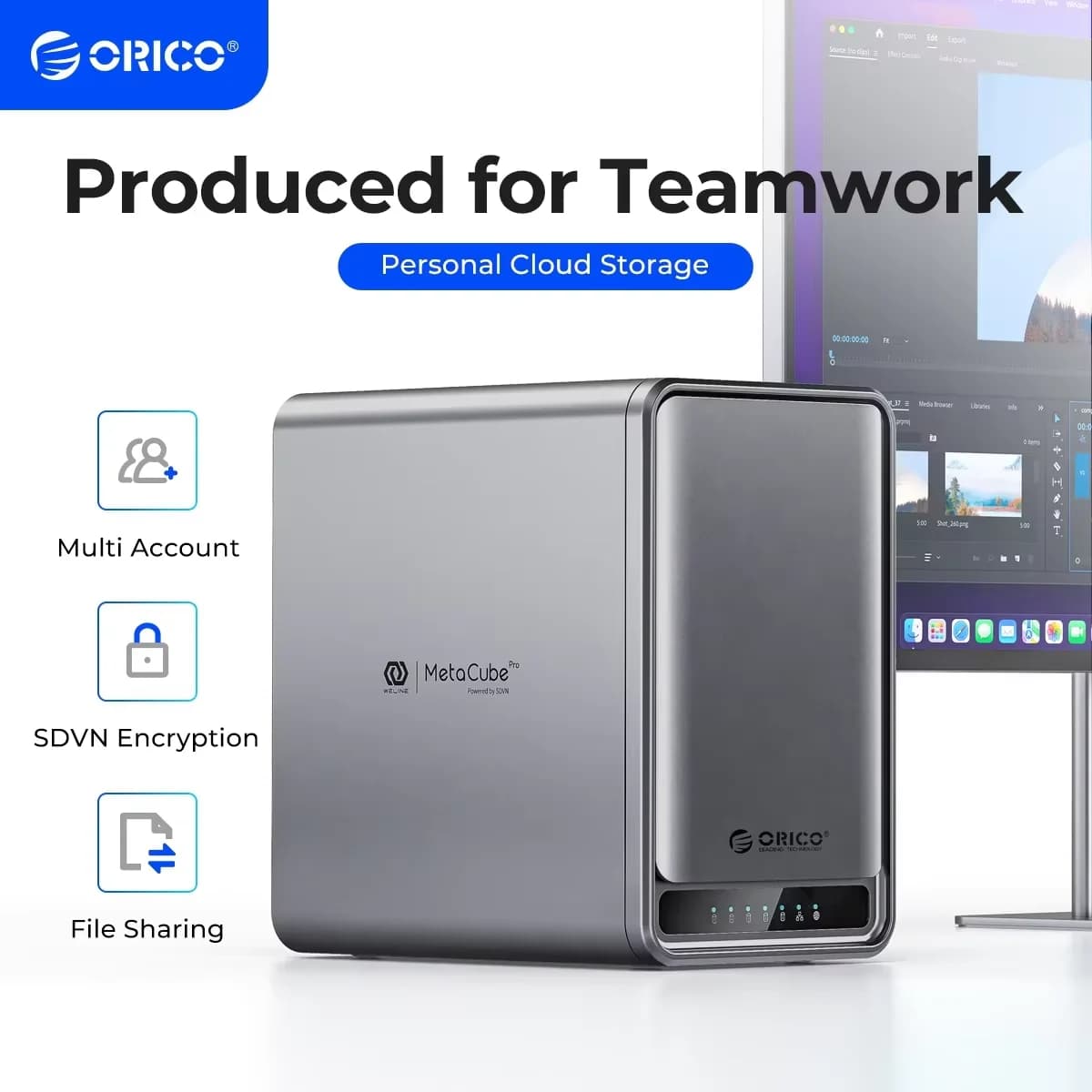 ORICO MetaCube Pro 5 Bay NAS Supporto archiviazione collegato alla rete Condividi dati remoto Classificazione intelligente Backup automatico