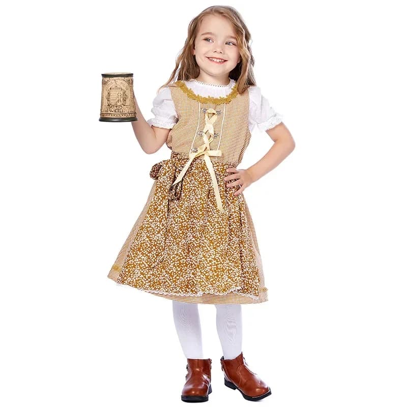 Uniforme deluxe per ragazze tedesche dell'Oktoberfest Dirndl, festa della birra di Halloween, costume da birra bavarese