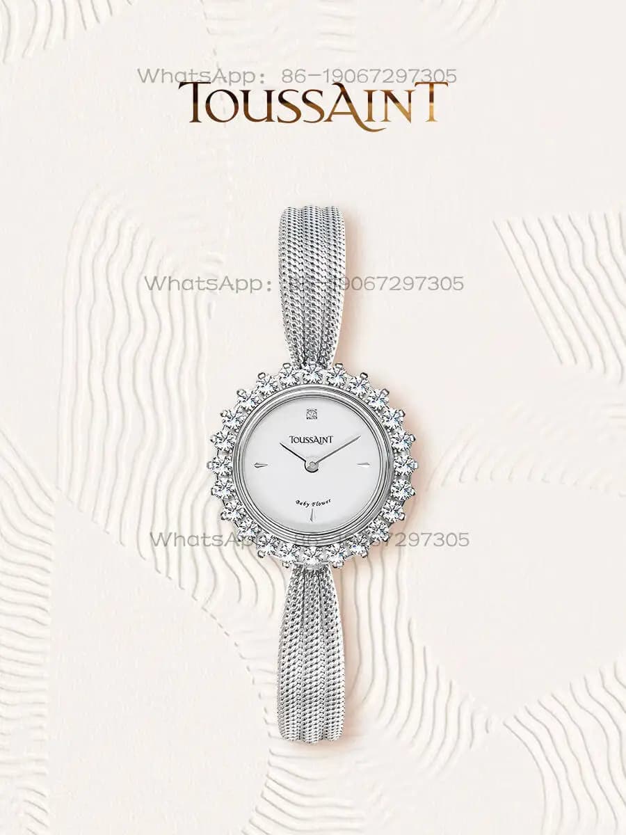 Orologio da Donna TOUSSAINT con Diamanti Naturali, Design a Spiga di Grano, in Argento Greco, Regalo
