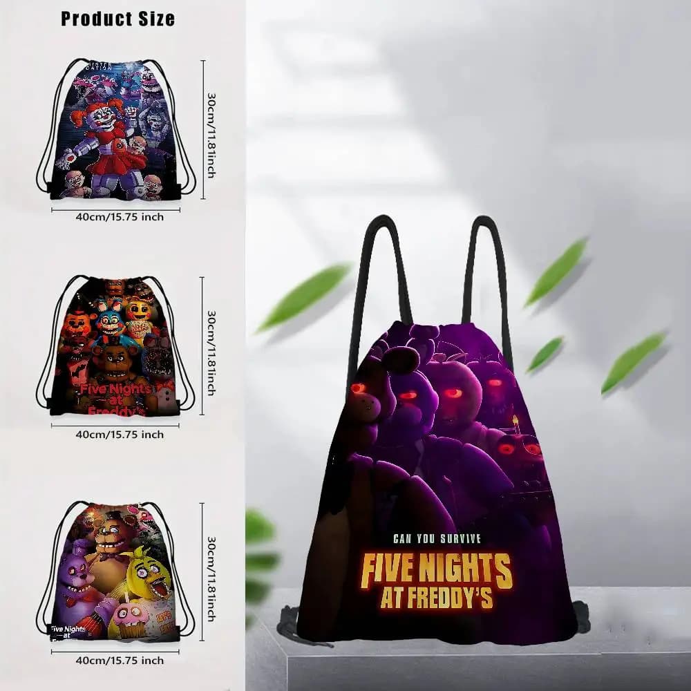 F-FNAF Bags with Drawstrings with Five-nights-At-Freddys Party Gift Bags Backpacks with Drawstring Sports Smooth Gym Leisure Leisure Sport