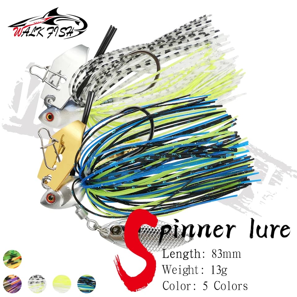 WALK FISH 1 pz 13g 83mm Esche da Pesca Spinner in Metallo Anti-Intaglio con Testa Piombata e Grande Palella, Wobbler per Spigola