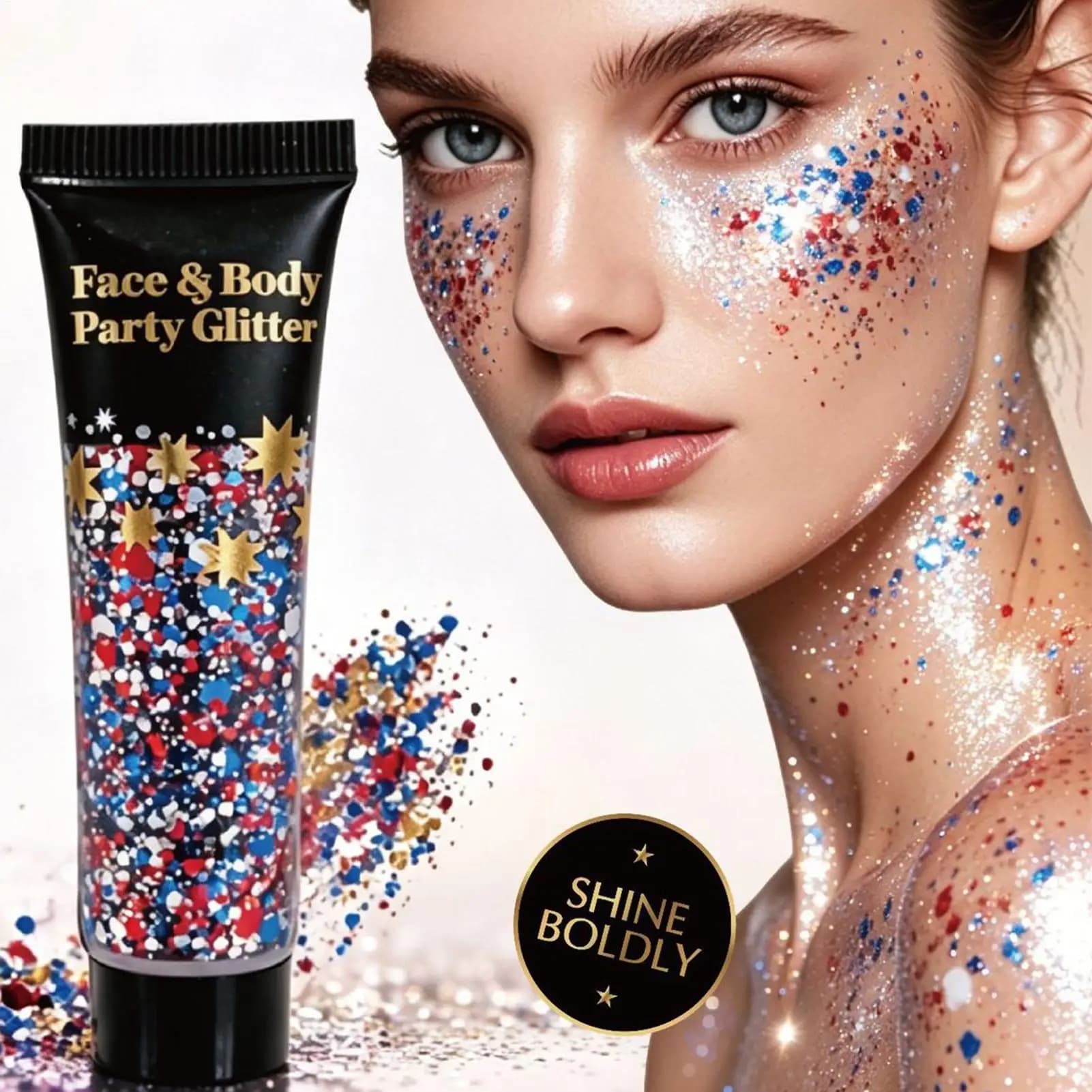Glittered Black, Blue and White, Perlescent Eyebrow Cream Sparkling, Bright Make-up for Women and Girls, Special Edition Independent