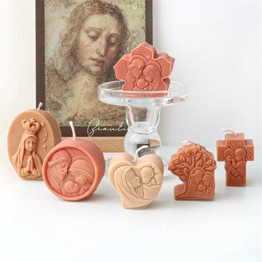 Mini Family of Jesus and Virgins Silicone Candle Print Make yourself Family of Jesus Handmade Flavour Aroma Gesso Candles Church Decorations for Home