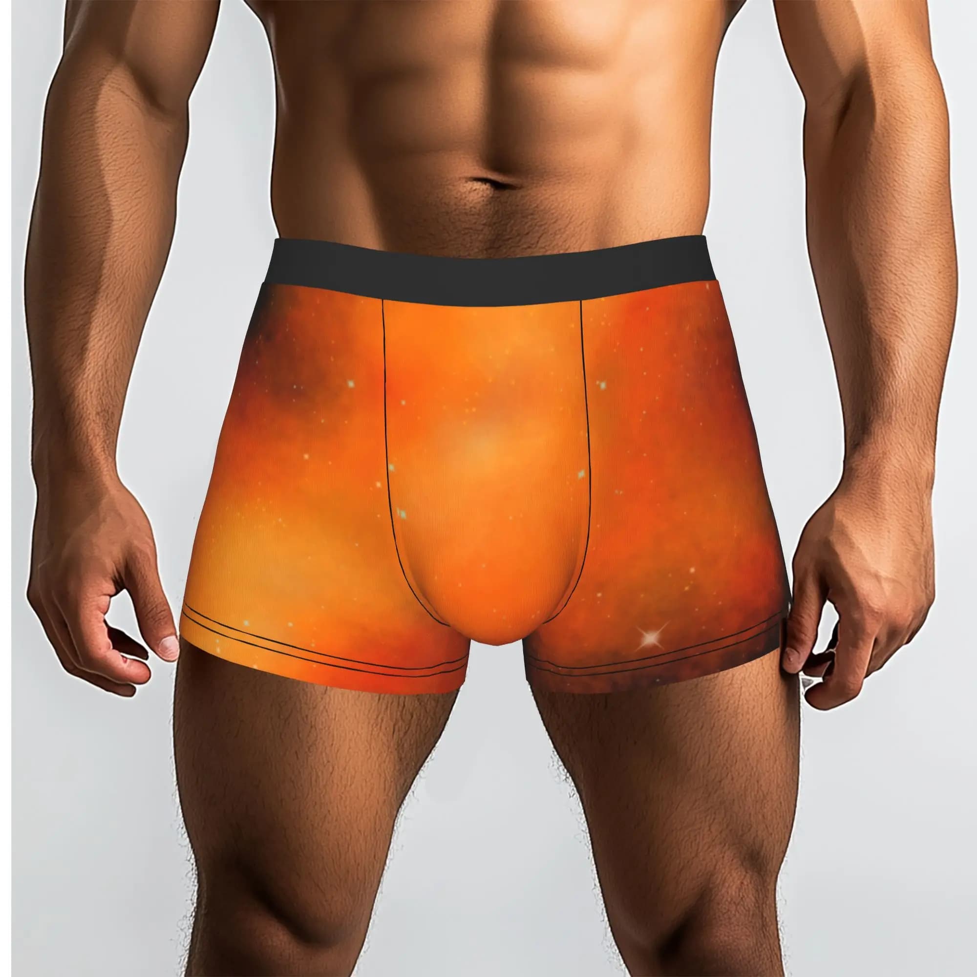 Custom Orange Galaxy Boxers Shorts Men's Briefs Underwear Cool Underpants