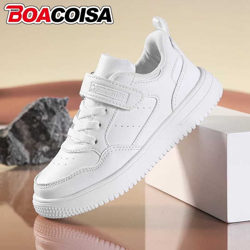 Scarpe nere per bambini Sport Corsa Casual Walking Studente Moda Pelle Per bambini Ragazzi Ragazze Sneakers Traspiranti Morbide all'aperto