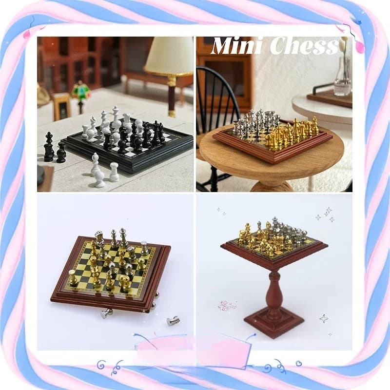 1/6 Scale Mini Chess Model ChessTable Non-magnetic Chess Model for 12'' Action Figure Doll Soldier Scene Accessories Decoration