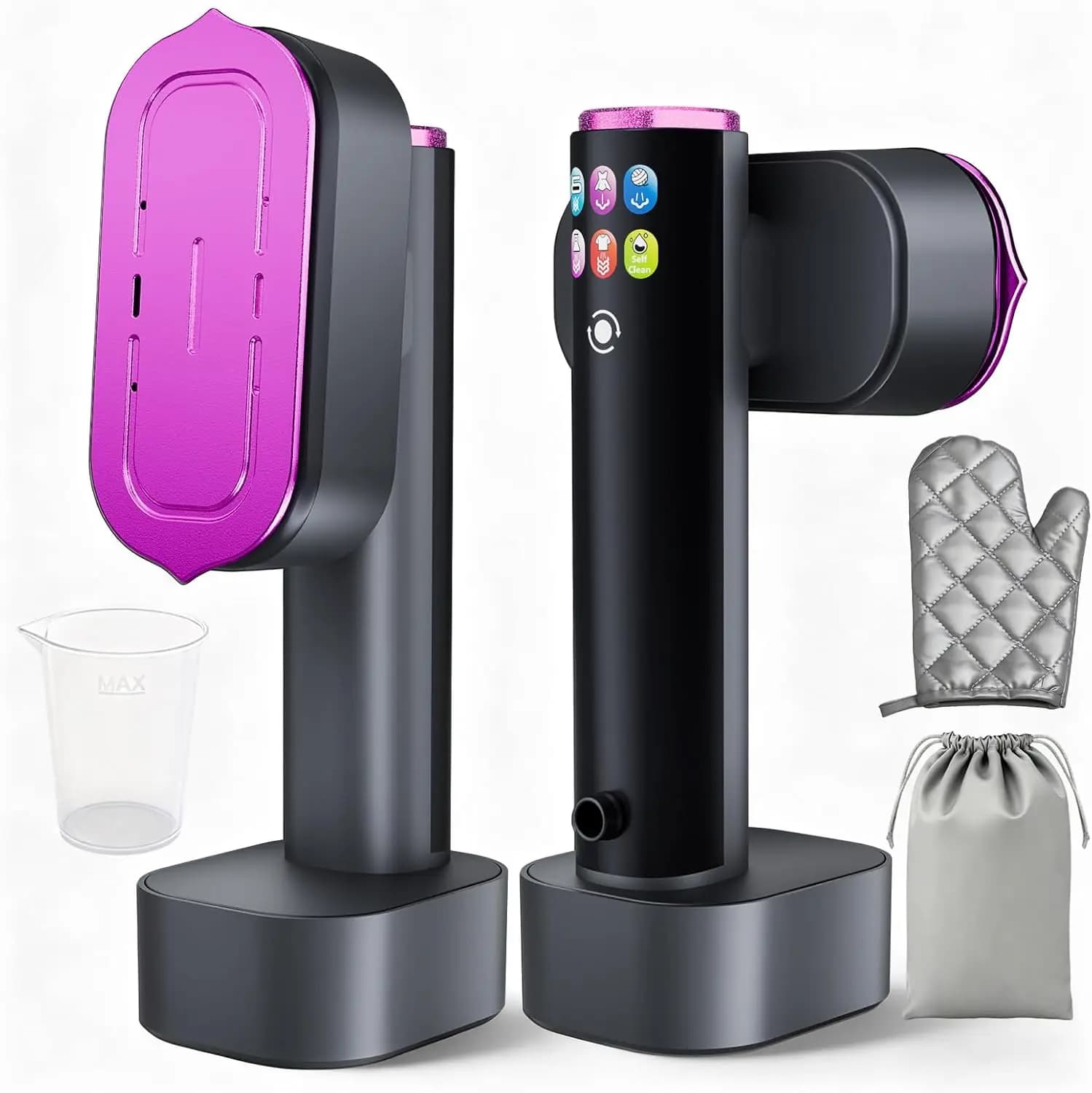 Ferro da Stiro a Vapore 2 in 1 Portatile, da Viaggio, con Display LED e 6 Livelli di Vapore, Riscaldamento Rapido