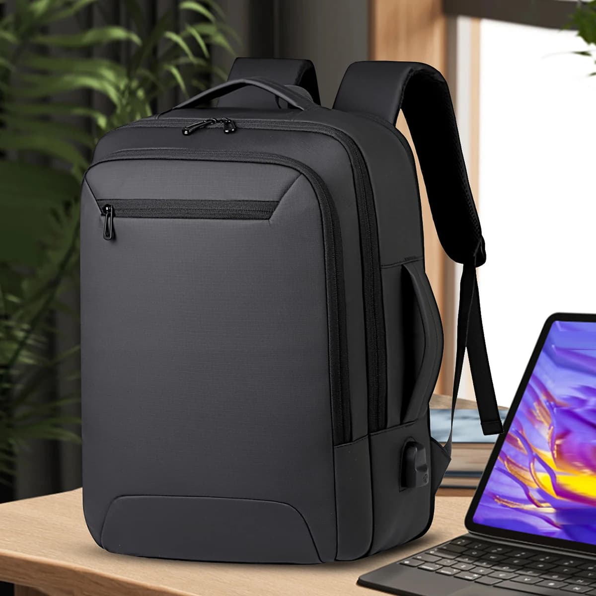Zaino da lavoro per uomo, viaggi casual, pendolarismo, viaggi d'affari, zaino per laptop da 15,6 pollici, borsa da scuola per studenti universitari