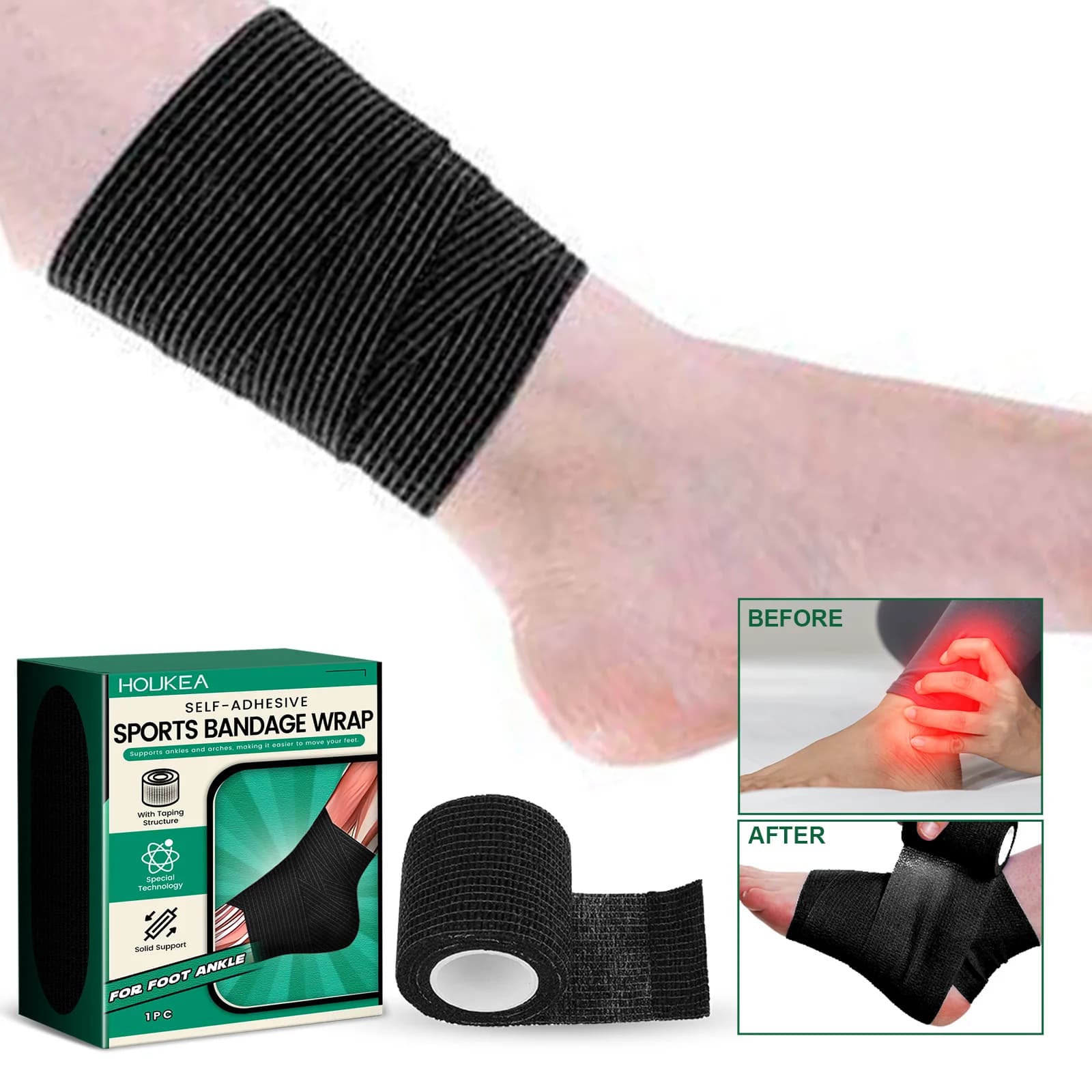 1-4PCS Bendaggio sportivo elastico autoadesivo per caviglia Previene lesioni da corsa Supporto e protezione dell'involucro dell'articolazione della caviglia per uso sportivo