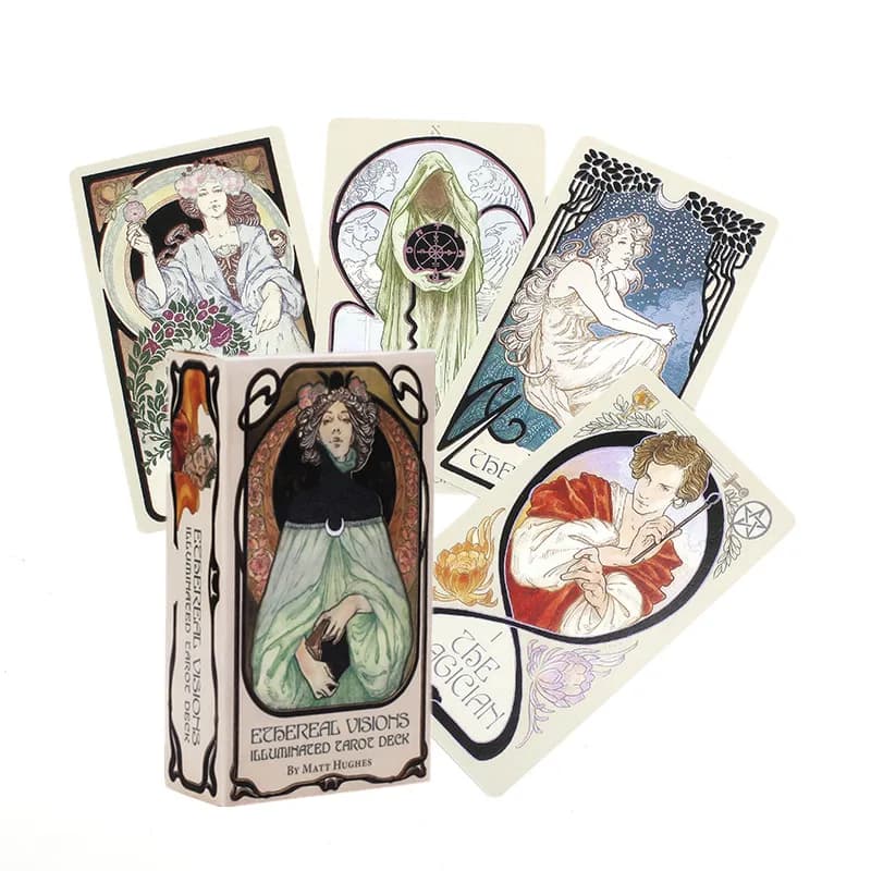 Visioni etereali inglesi Carte dei tarocchi illuminate Mazzo Giochi da tavolo da tavolo per giochi di intrattenimento di carte da gioco per feste