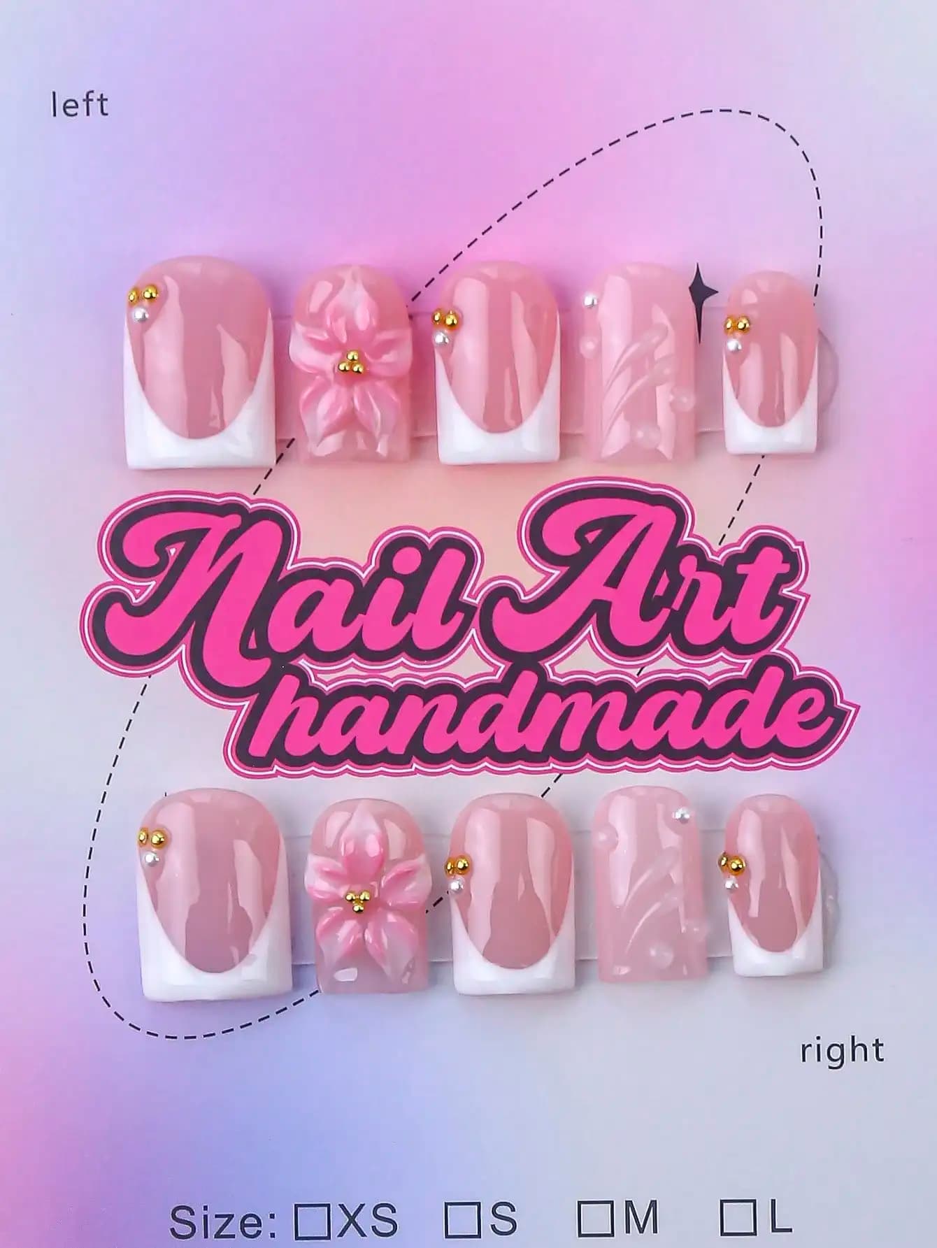 Set da 10 pezzi di unghie finte quadrate fatte a mano, stile Y2K Baddie, colore nude e bianco con punte alla francese e design floreale, adatte per feste, matrimoni, uso quotidiano, include strumenti per unghie, ottima idea regalo per donne e ragazze, accessori per unghie, unghie finte fatte a mano.