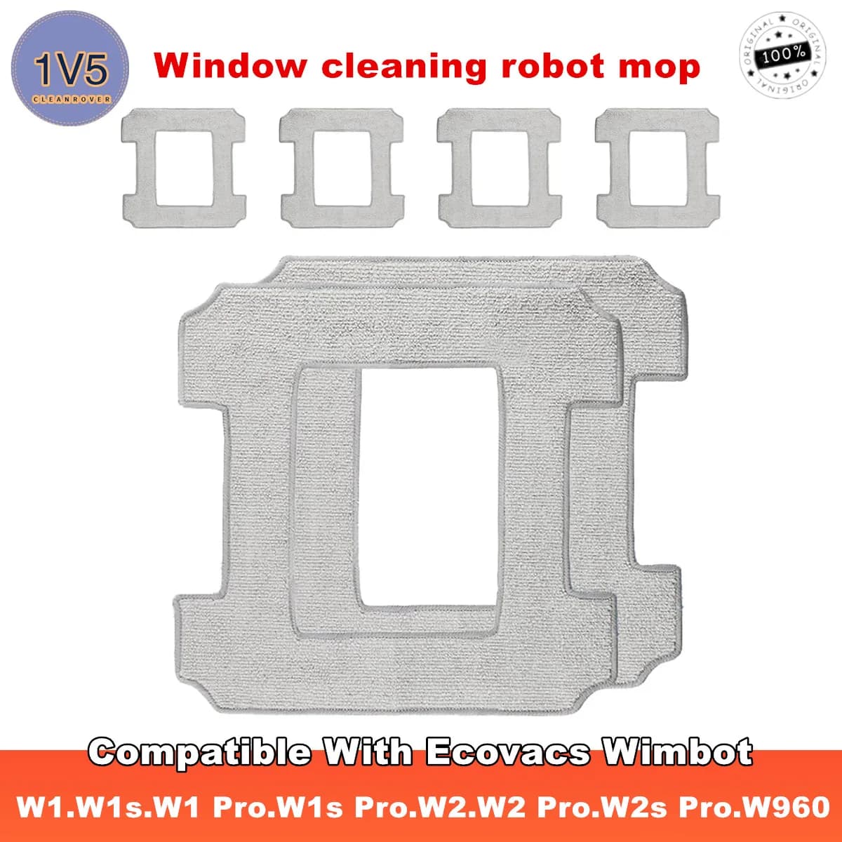 Cleaning Pads for Ecovacs Winbot W1/ W2s Pro/ W2 Omni /W960 Robot Replacement Mop for Ecovacs, Microfibre Mop Cloth Washable