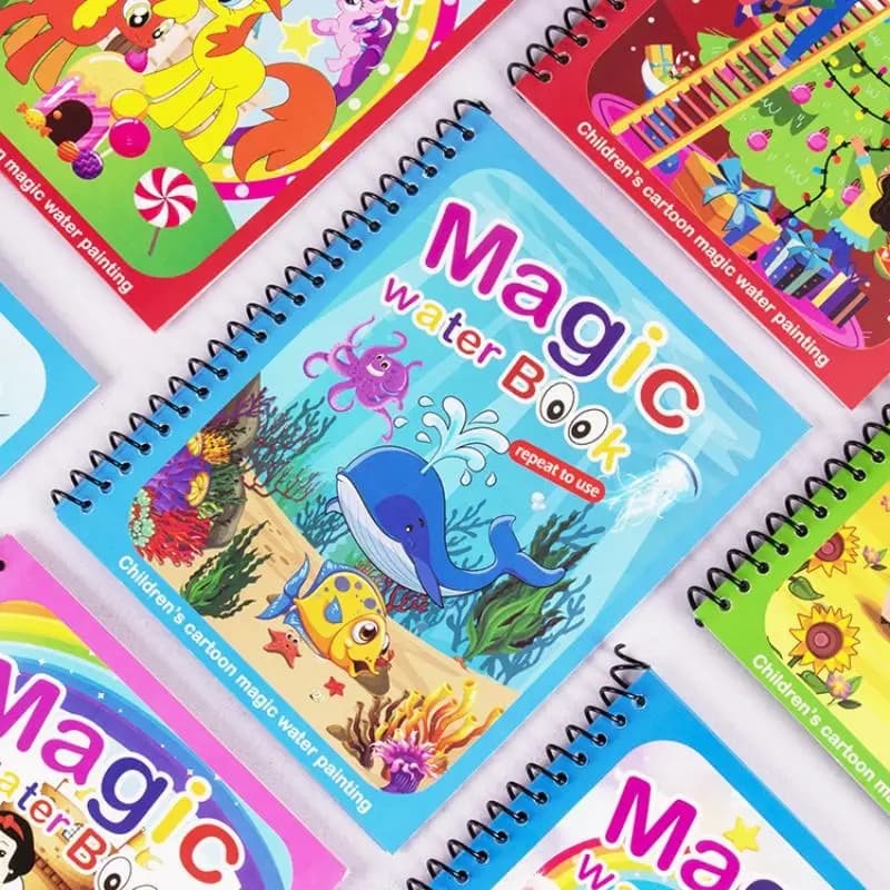 1 libro + 1 penna riutilizzabile libro da colorare Magic Water Painting Book Sensory Early Education Puzzle Drawing Toys