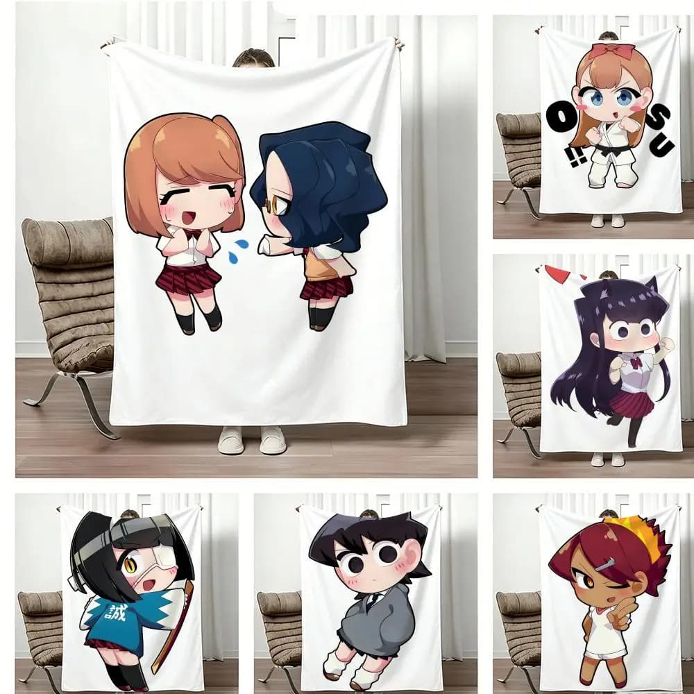 Anime K-KomiS CantS CommunicateS Throw Lightweight 240g Flannel Blanket Soft Skin-friendly for Summer Cooling