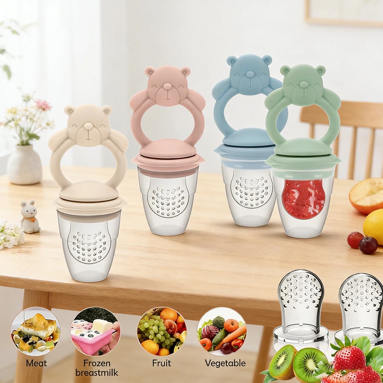 Ciuccio Alimentatore per Frutta e Cibo per Neonati, Ciuccio Alimentatore in Silicone per Neonati, Bambini e Ragazzi