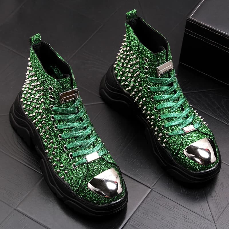 man luxury fashion dance disco dress soft leather rivets platform motorcycle punk boots zapatos de hombre fall