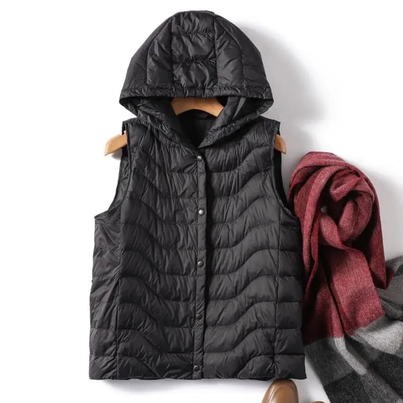 Nuovo Gilet Invernale Coreano con Cappuccio in Cotone Imbottito per Donna, Lungo e Casual, Senza Maniche, Caldo, Giacca Parka Femminile