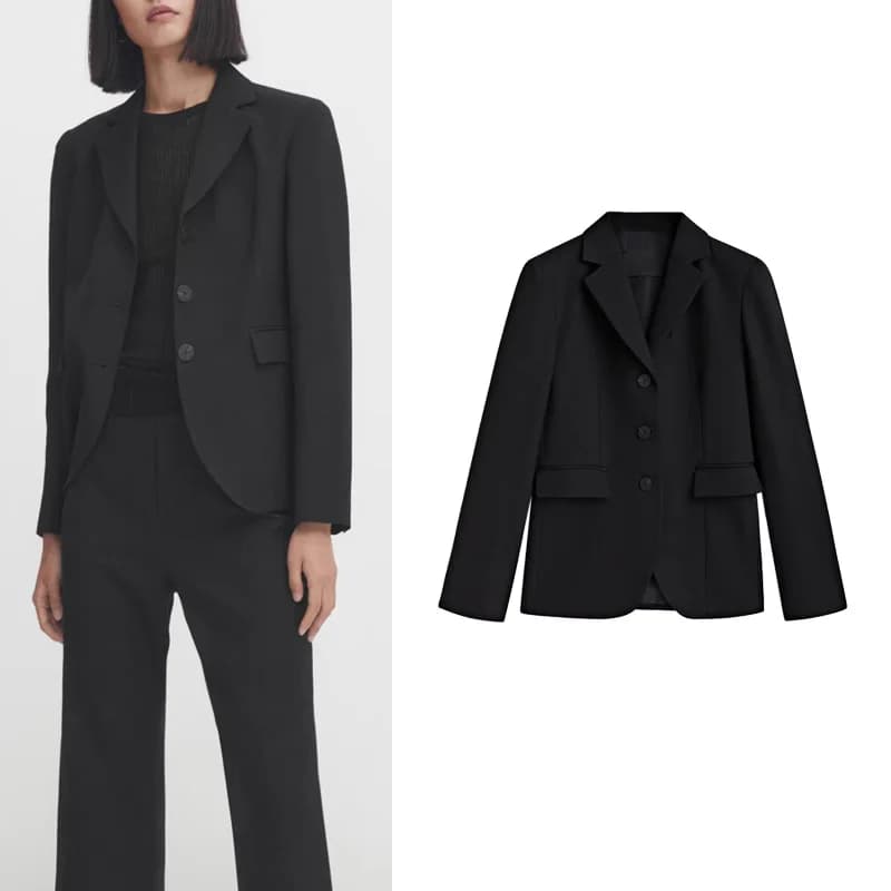 Stylish Short Black Suit Jacket for Women MD New Arrival Office Lady Fashion Versatile Personality Commute Ready Long Sleeve