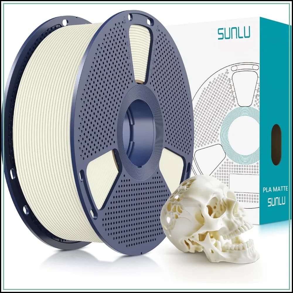 Matte PLA 3D Printer Filament 1.75mm, 1kg Spool, Dimensional Accuracy +/-0.02mm, Bone White