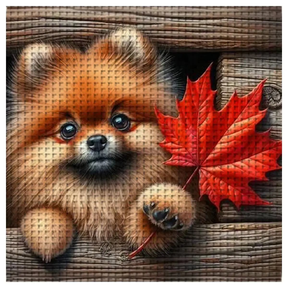 Kit Punto Croce Fai da Te 40x40cm/15.74 pollici con Stampa Cane, Set Ricamo Fai da Te 11CT/14CT, Kit Punto Croce Completo
