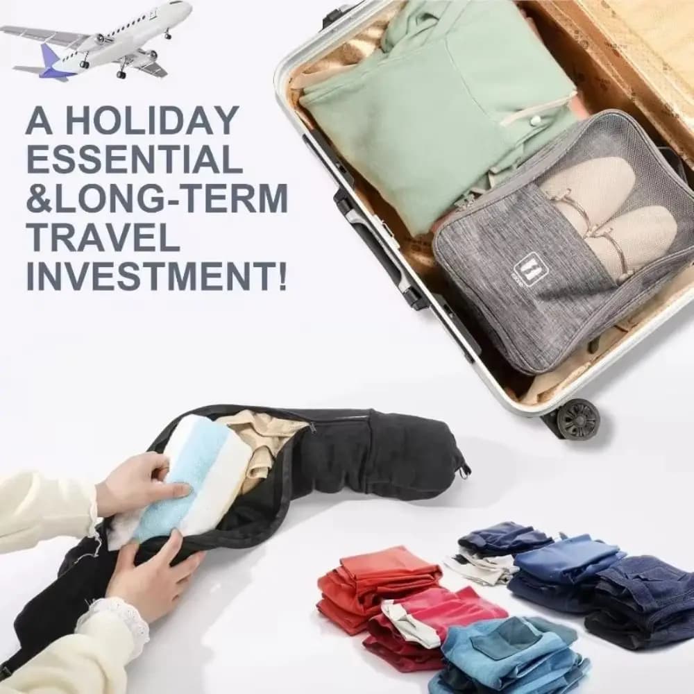 Cinghie regolabili Cuscino per il collo riempibile con vestiti Comoda borsa da viaggio portatile Trasformabile salvaspazio