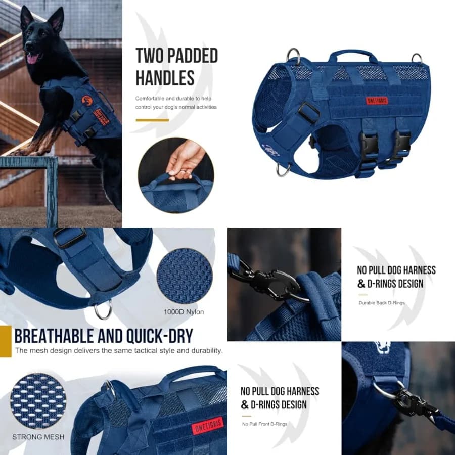 Imbracatura Tattica per Cani di Taglia Grande, Design Militare per Cani da Servizio, Traspirante, con Maniglia, per Passeggiate ed Escursioni