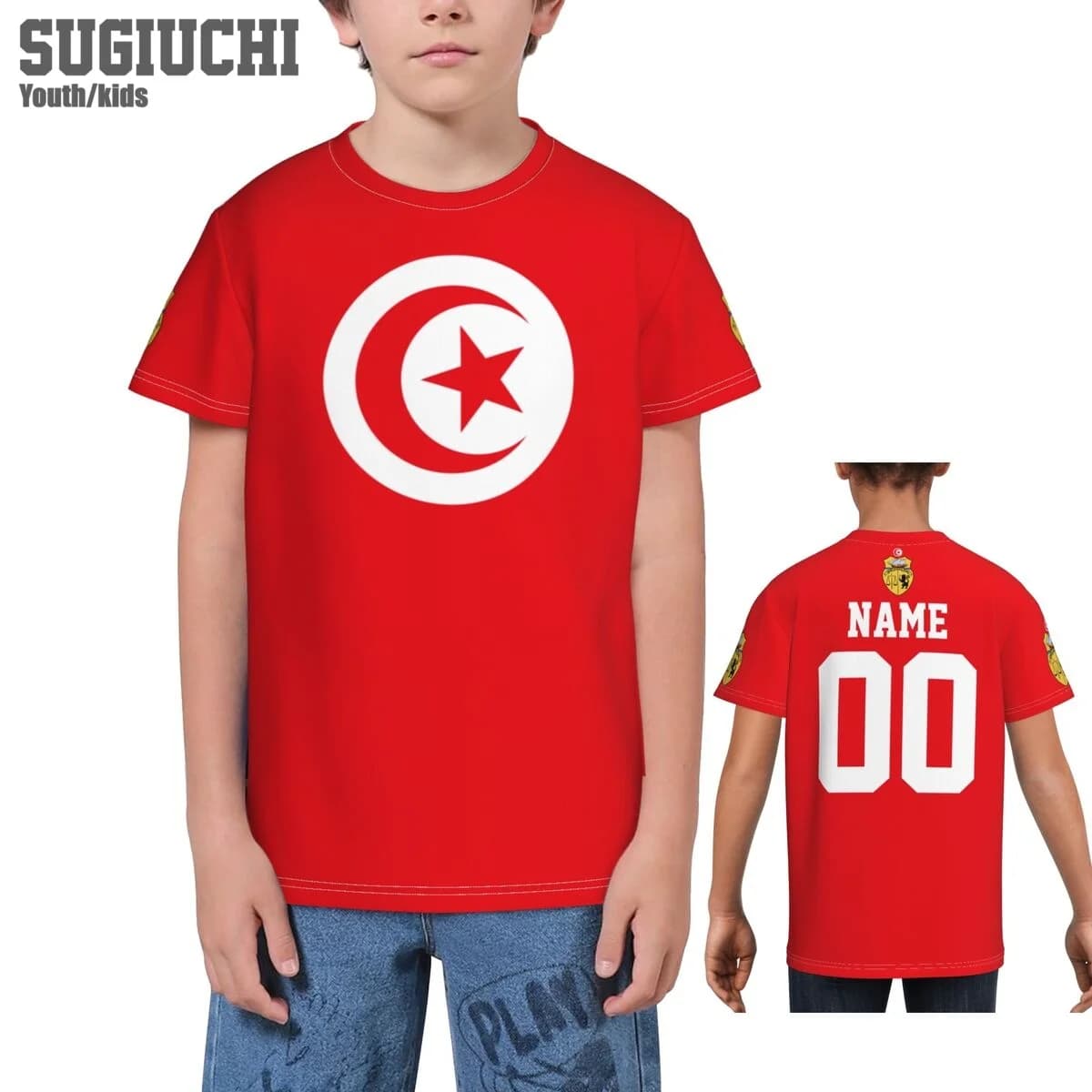 Custom Name Number Tunisia Flag Emblem 3D T-shirts For Kids Youth Boy/Girl Tees Soccer Football Fans Gift T shirt