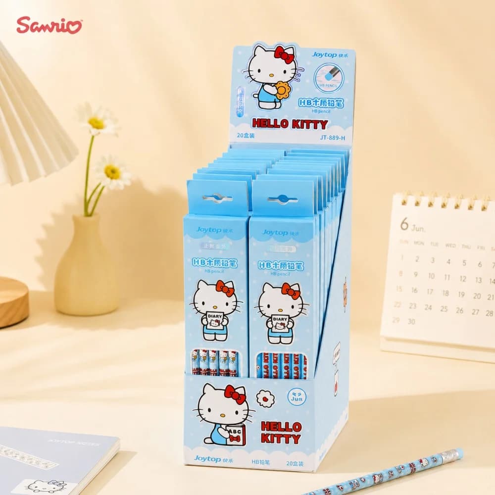 Genuine Hello Kitty Pencils 12pcs Wooden HB Pencils Set for Women Students School Writing Drawing Office Supplies Gifts