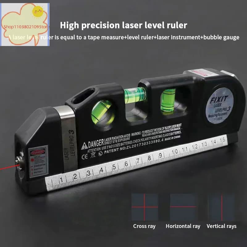Laser level line tool Multi-purpose laser level kit Standard cross-line laser measuring tape with metal tripod support