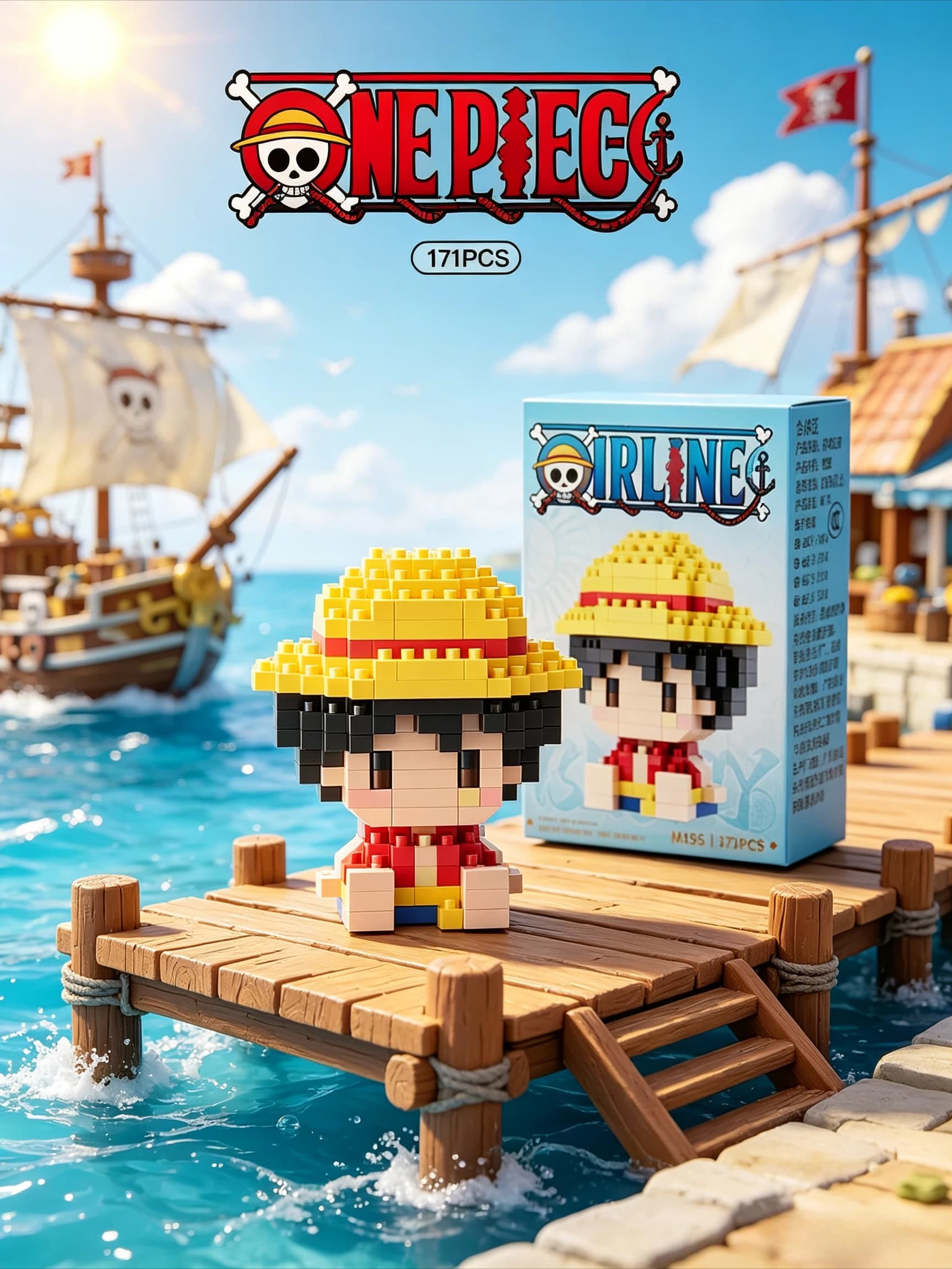 ONE PIECE Sun God Nika Luffy Micro Action Block Chopper Ace Buggy 3D Anime Model Assembly Mini Bricks Figure Toys Gift