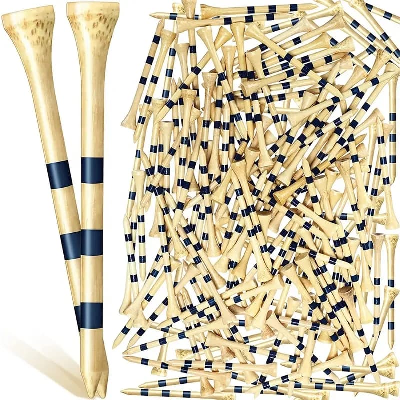 100 Pezzi Tee da Golf in Bambù Naturale da 83mm, Ecologici e Durevoli
