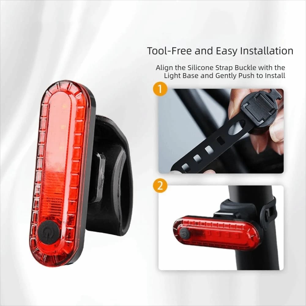 Lampada frontale Fanale posteriore per bici ricaricabile Fanale posteriore a LED Luce per bicicletta impermeabile 220mAh Luce per ciclismo ultra luminosa Guida notturna