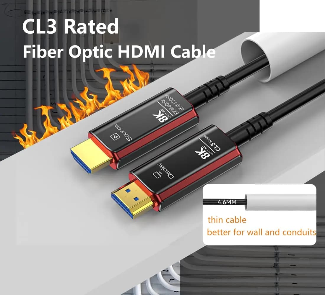 Cavo in fibra ottica HDMI 2.1 8K 10M/15M/20M/30M Nylon intrecciato 48Gbps 4K120Hz 8K60Hz compatibile con Roku TV/PS5/PS4/HDTV/RTX3080
