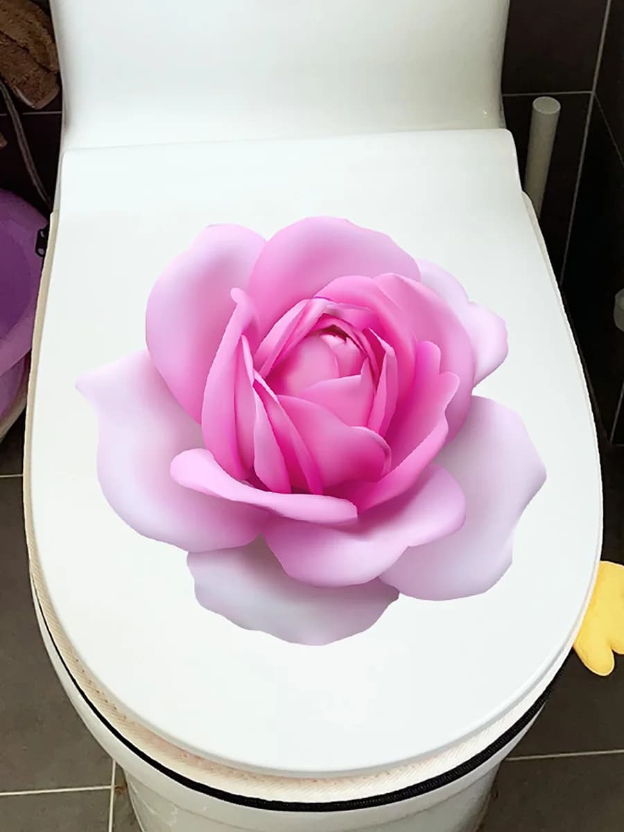M486 Pink Rose Romance Toilet Sticker bagno Toilet Cover Sticker Wall Stickers Wc per la decorazione domestica