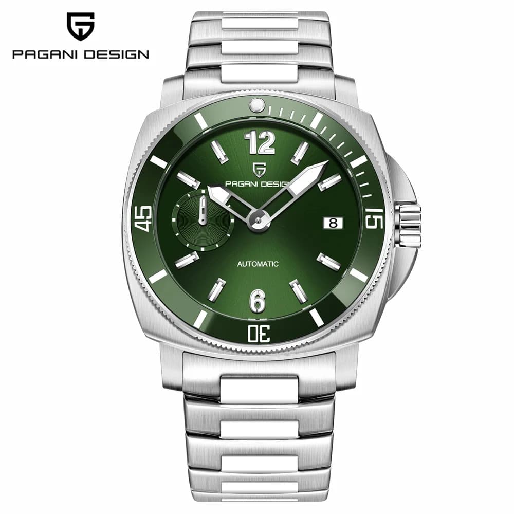 Orologio da uomo PAGANI DESIGN Orologi meccanici di lusso con quadrante verde sfumato per uomo Cronografo sportivo luminoso con cristallo di zaffiro AR