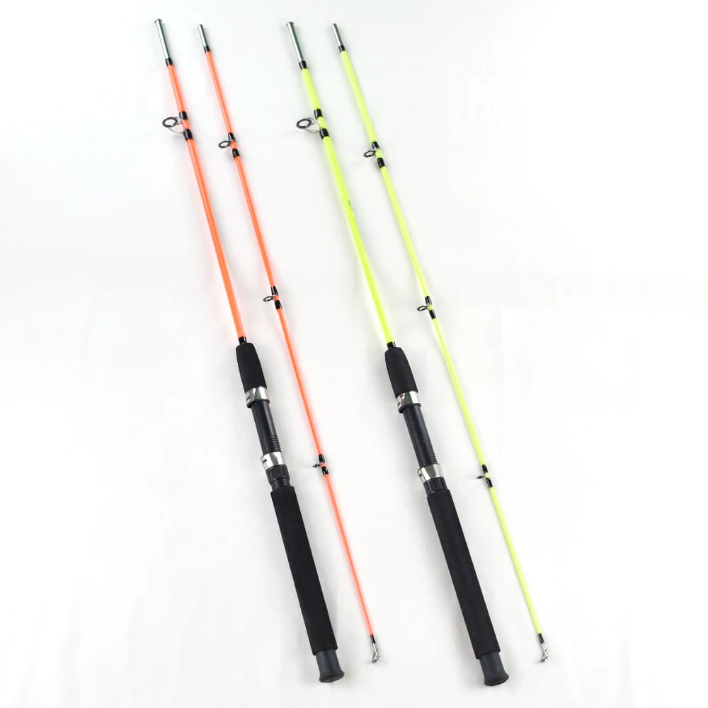 Canna solida, canna telescopica a 2 sezioni, canna da richiamo, canna da mare, canna da ancora, canna da pesca in fibra di vetro solida, arancione, giallo, adatta per la pesca in barca in acqua salata
