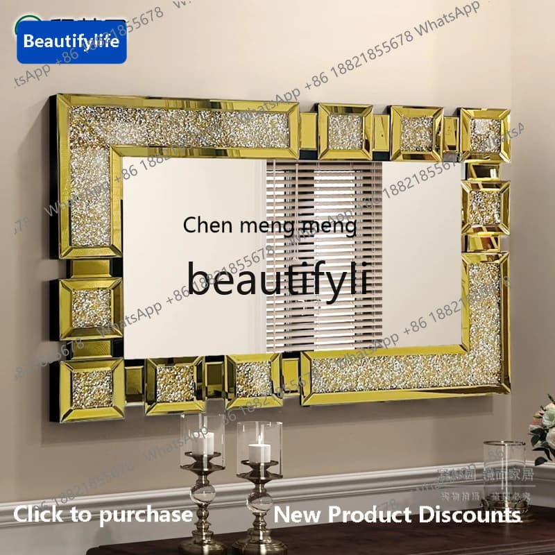 cqy Specchio da bagno europeo di lusso leggero Specchio da trucco quadrato per lavabo Specchio decorativo per ingresso a parete