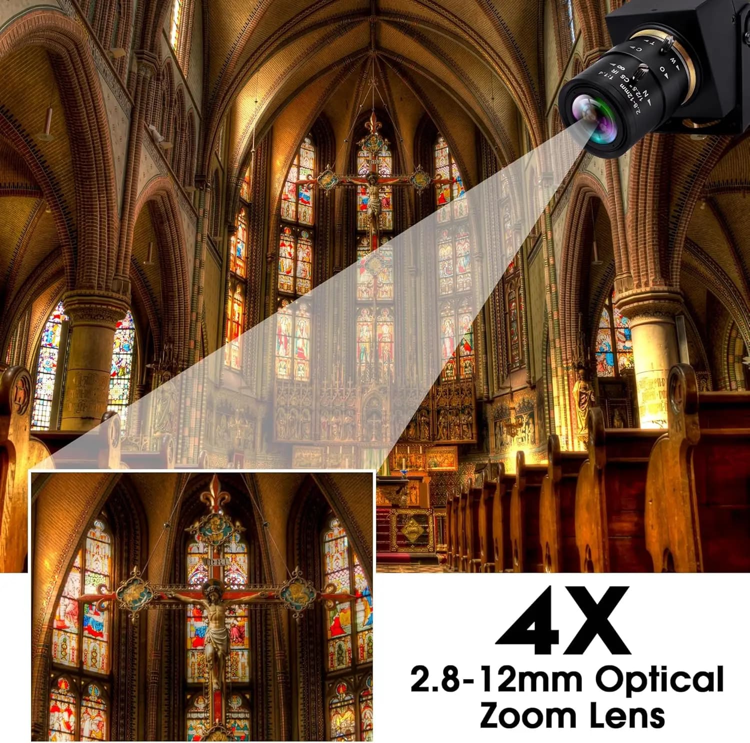 USB Camera HDMI 4K 30fps Webcam with digital zoom H.265 1920x1080 with manual varifocal lens of 2.8-12 mm to teach live streaming
