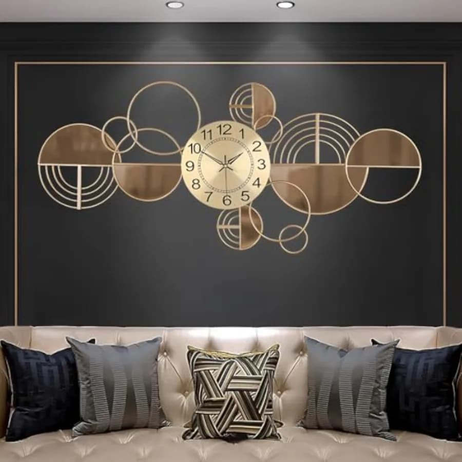 Orologio da Parete Moderno Grande in Metallo, Decorativo 3D, Silenzioso, Senza Ticchettio, a Batteria, Rotondo e Oversize