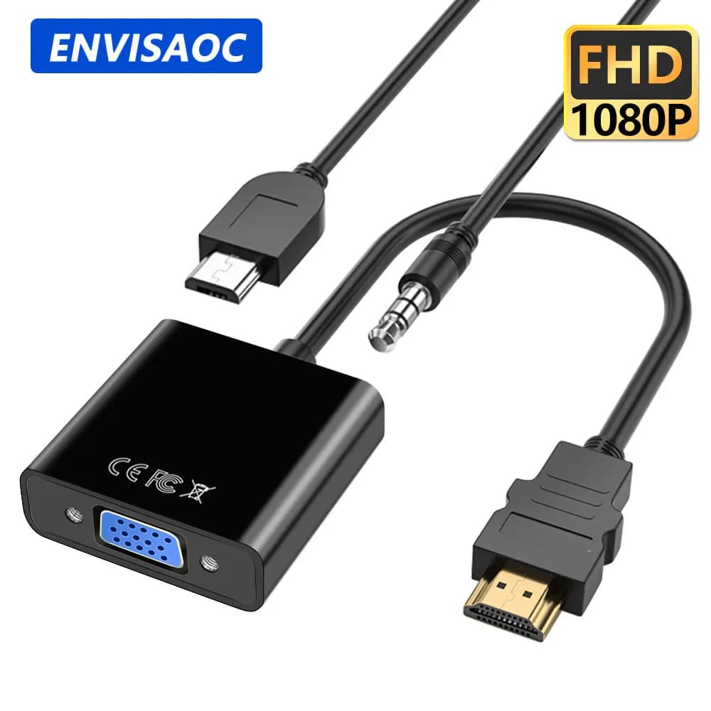 Convertitore cavo compatibile HDMI-VGA con adattatore di alimentazione audio FHD 1080P per tablet laptop PC desktop proiettore TV